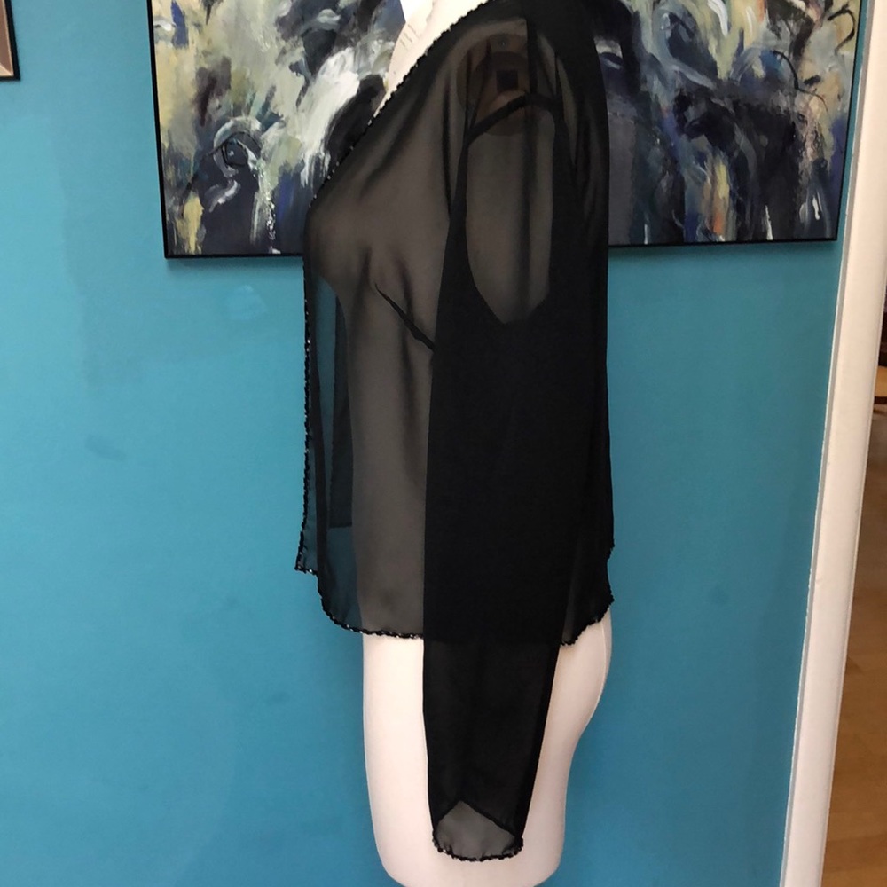 BLACK SHEER BEADED CARDIGAN SIZE 4